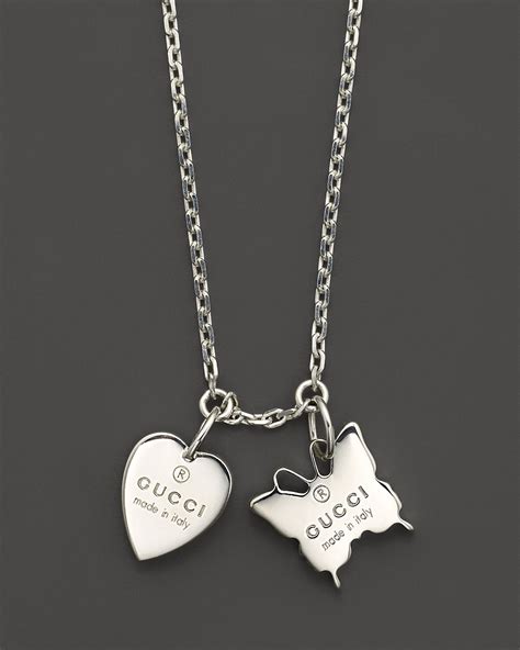 gucci butterfly charm necklace|Gucci necklace with heart pendant.